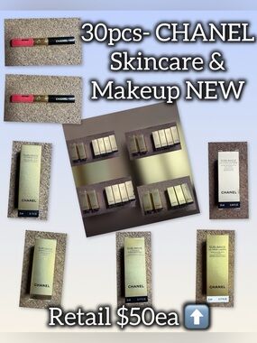 ‼️NEW-CHANEL 30pcs Skincare & Makeup LOT-Sublimage Crème & lipstick/lipgloss duo